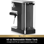 CHULUX Slim Espresso Machine with Milk Frother, 20 Bar Professional Italian Pump Espresso Coffee Machine for Home Cappuccino & Latte Maker, Stainless Steel, Black