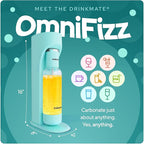 Drinkmate OmniFizz Sparkling Water Maker & Soda Streaming Machine | Carbonates Any Drink | BPA-Free Bottle | No Batteries or Electricity Required | CO2 Not Included (Arctic Blue)