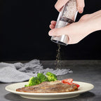 2 in 1 Salt and Pepper Grinder Stainless Steel Manual Pepper Mill Adjustable Coarseness Ceramic Spice Grinder Dual Refillable Salt Pepper Mill Shaker for Camping Travel Outdoor Home BBQ