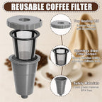 Podoy Coffee Filters Reusable Compatible with B30 B40 B50 B60 B70 K10 MINI Plus K15 K40/45 K55 K60/65 K70/75/79 series 5048 Old Mode Grey (2 Pack)
