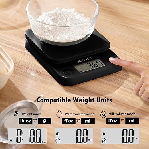 Food Scale Kitchen Scale Weight Grams and Ounces Small Digital Scale for Weight Loss Baking Cooking Coffee of NUTRI FIT, Max 11lb 0.5g Increment, LCD Smart Tare, Easy to Use for Travel