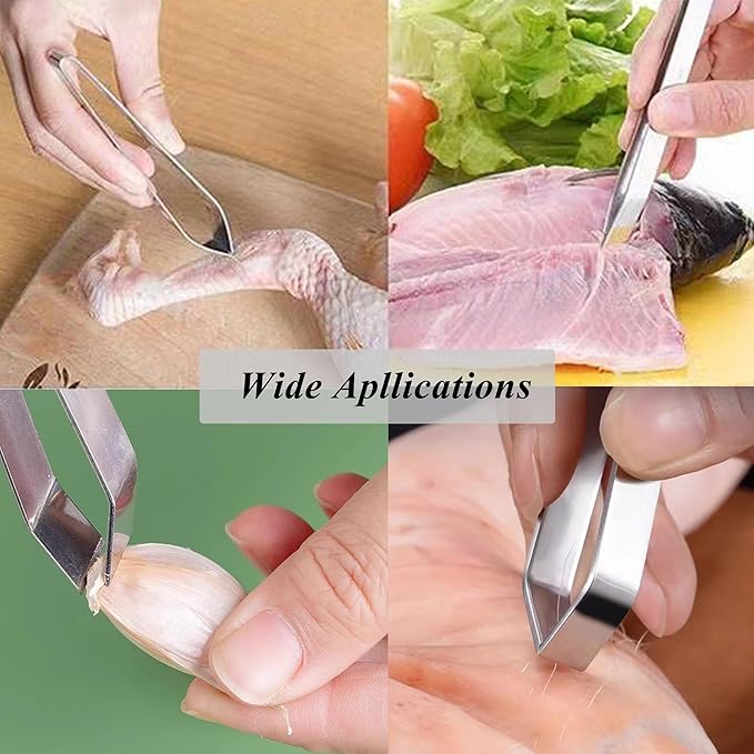 1 PCS Fish Bone Tweezers Kitchen Flat Tweezers Fish Bone Pliers Suitable for Salmon and Sea Bass Deboning and Kitchen Meat Hair Cleaning Tool Silver, 4.3", LXLVOUEG