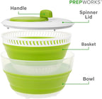 PrepWorks 3 Qt Collapsible Salad Spinner – Space-Saving, Easy-to-Use, BPA-Free, for Quick Salad Washing & Drying, Dishwasher Safe