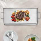 VEVOR Stainless Steel Griddle, 32x16 inch Universal Flat Top Rectangular Plate, Gas Grill Griddle for BBQ Grill, Teppanyaki, Portable Family Cookware with Handle, for Camping Tailgating Party
