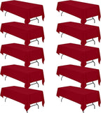 BRILLMAX 10 Pack Burgundy Tablecloths for 8 Foot Rectangle Tables 60 x 126 Inch - 8ft Rectangular Bulk Linen Polyester Fabric Washable Cloth Cover for Wedding Reception Banquet Birthday Party