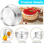 P&P CHEF 8 Inch Cake Pans Set, Round Baking Pan Stainless Steel Layer Birthday Wedding Cake Oven Pans, Non Toxic & Heavy Duty, Deep Side & Mirror Finish, Dishwasher Safe, (1Pc)