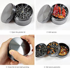 3.0-inch Gripper Grinder, Aluminum Seasoning Spice Crusher (Grey)