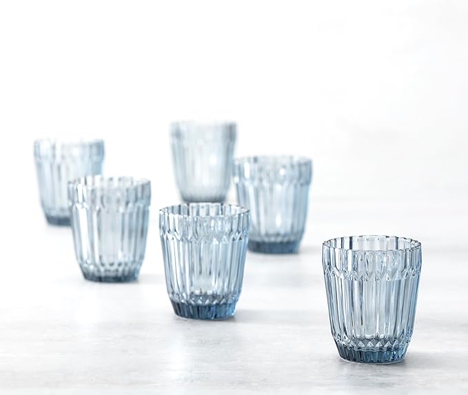 Fortessa Archie Glass Drinkware, Double Old Fashioned (Set of 6), 12.5 Ounce, Dusk Gray