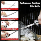 KITLUCK Cordless Electric Fillet Knife - 12V Cordless Fishing Knife with 6'', 8'' and 10'' Stiff Blades, 2 Rechargeable Battery Packs, 1 Charger, Electric Fish Fillet for Fishing, Filleting