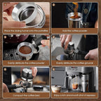 Reoszeank 51mm Espresso Accessories Kit, Coffee Distributor and Tamper Leveler, WDT Tool and Dosing Funnel Set Fits Delonghi CASABREWS and atatix 51 mm Espresso Machines and Portafilters