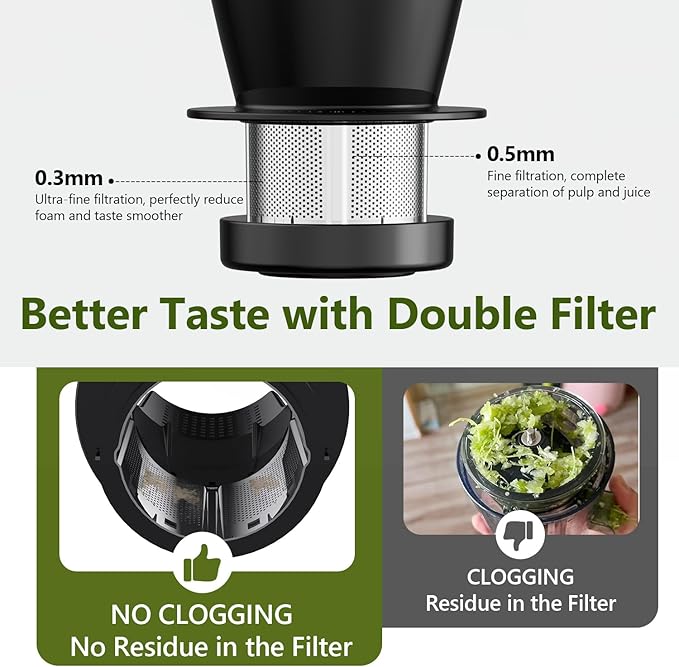 Slow Juicer Carrot Ginger, 250W Cold Press Juicer Machine BAP Free, Easy To Clean High Yield Juicer Extractor with Grinding Function, Dishwasher Safe Masticating Juicer for Hard Vegetable and Fruit