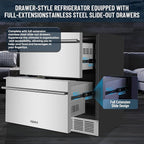 ORYMUSE Outdoor Drawer Refrigerator, 24 Inch Undercounter Beverage Cooler Fridge with Stainless Steel Seamless Door Can Hold 154 Cans w/Powerful Cooling Compressor for Kitchen and Commercial