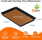 SpaceTrove 10-Pack Serving Tray Set, Reusable Plastic Serving Platter for Party Supplies, Entertaining, Grilling Accessories, Stackable Kitchen Snack Container for Dessert, Fruit, Cookie, (Black)