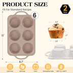 Vinino 2Pack Jumbo Silicone Muffin Pans for Baking with Metal Reinforced Frame, 6 Cups Large Size Nonstick Silicone Cupcake Pan, BPA Free Oven Dishwasher Safe Baking Mold for Muffins Cupcakes