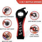 Jar Opener for Seniors with Arthritis,Jar Opener for Weak Hands,5-in-1 Bottle Opener,4-in-1 Can Opener… (Red)