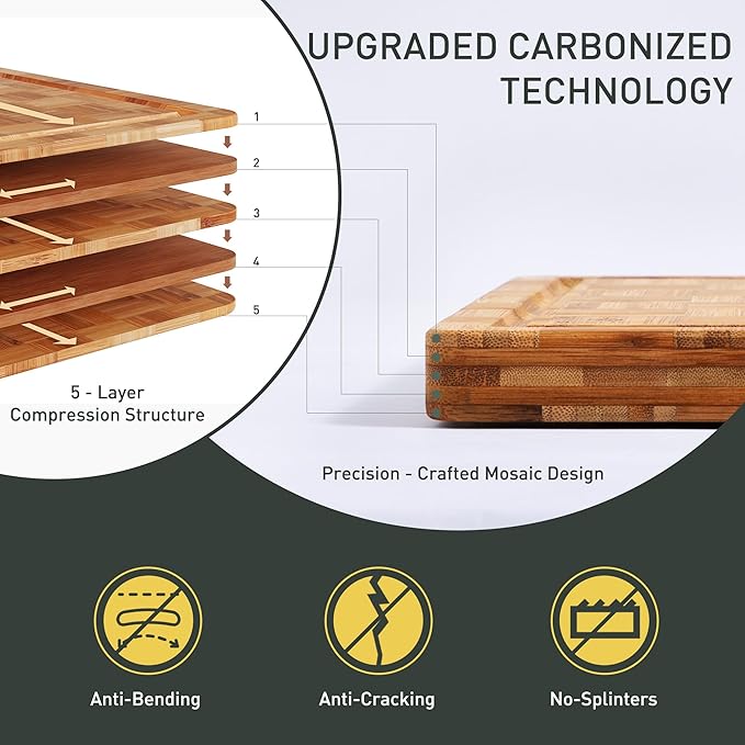 XXX Large Bamboo Cutting Board with Non Slip Feet and Over Sink Butcher Block Chopping Board Nice Solid Thick Wooden Juice Groove Huge Big XXl xlarge Best Hardwood Kitchen Counter Organic