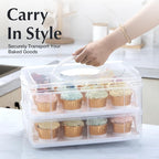 Gencywe Plastic Cupcake Carrier 24 Count, 2-Layer Cupcake Holder Carries with Lid & Handles, Cookie, Cake, Cupcake and Brownie Storage Carrier, Reusable Cupcake Box