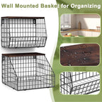 Fruit and Vegetable storage, 2 Set Wall Mounted Wire Baskets, Fruit Basket for Kitchen Counter, Hanging Fruit Basket, Potato Onion Basket, Wire Basket for Organizing, Countertop Organization Pantry