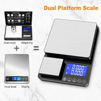 KKZ 0.001oz/33lb Kitchen Scale, Dual Platform Food Scale Grams and Ounces for Weight Loss Baking Cooking Meal Prep Sourdough Bread, Stainless Steel