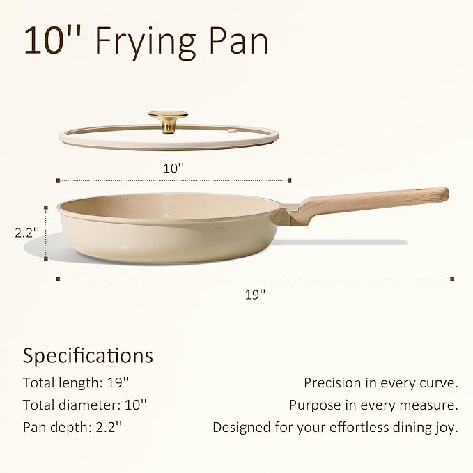 CAROTE 10" Frying Pan Set, Non-Toxic PTFE & PFOA Free Fry Pan & Omelet Pan, Compatible with Induction, Ceramic, Gas Cooktops