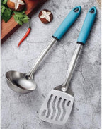 Kitchen Utensils Set，Cooking Utensils 4 Pieces Sets Spoons for Cooking Spatulas Stainless Steel Cooking Utensils Spatulas Spoons Kitchen Tools Gadgets(Black)