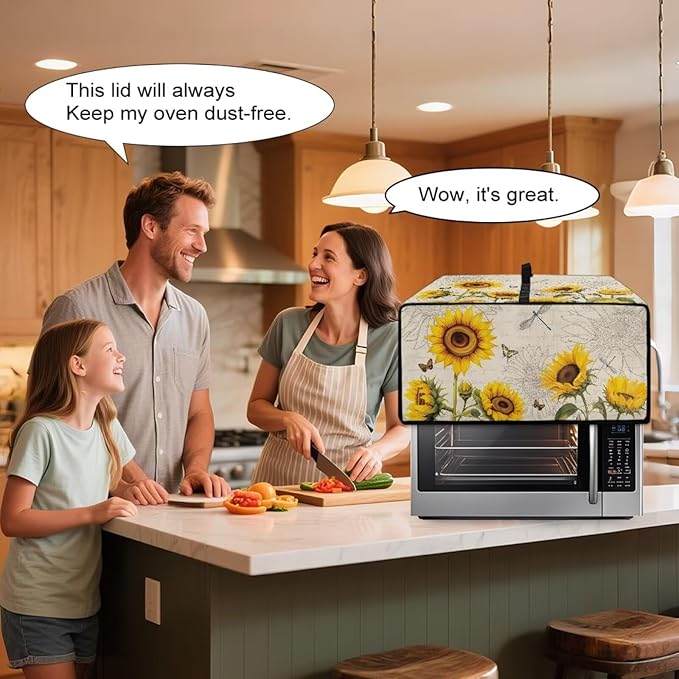 Sunflower Butterfly Dragonfly Print Toaster Oven Dust-proof Cover, Fingerprint Prevention & Greasy Protection Washable Universal Small Appliance Covers (Small-14.5 * 18.46 * 9 inches)