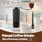 Manual Coffee Grinder Gift Box Non-Detachable Stainless Steel Conical Burr Aluminum Coffee Bean Grinder with 25 Grinding Settings Cleaning Brush Grindable Espresso Moka Pot for Camping Black