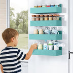 Mystozer Magnetic Spice Rack for Refrigerator, Kitchen Organizer and Storage Shelf, Blue(2 Pack)