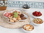 ONEMORE Chip and Dip Serving Set, 8.5 inch Speckled Ceramic Divided Serving Platter Small Appetizer Tray with 4 Removable Dishes for Nuts, Candy, Snacks, Veggies, Rustic Serving Bowls for Entertaining