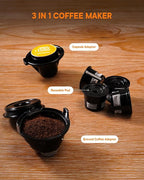 SHARDOR 3 in 1 Coffee Maker, K Cup Coffee Maker Compatible with Ground Coffee & Teas, Single Serve Coffee Machine, 6–14oz Brew Sizes, 40oz Detachable Water Reservoir, Descale Settings, Black