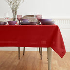 Solino Home Linen Red Tablecloth 60 x 84 Inch - 100% Pure Linen Rectangular Tablecloth - Machine Washable Table Cloth for Christmas, Holiday, Winter, New Year - Fete