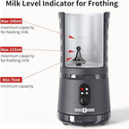 Milk Frother, Paris Rhône 4-in-1 Milk Steamer and Frother, Hot & Cold Foam Milk Warmer with Temperature Control, Auto Shut-Off Frothers for Coffee, Latte, Cappuccino, Macchiato, Grey