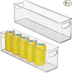InterDesign iDesign Plastic Stackable Pantry Bin - Storage Bin with Handles for Cabinets or Fridge - Set of 2 - Clear