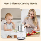 Silver Food Processor,500W Electric Meat Grinder with 8 Cup Glass Bowl and 4 Sharp Blades, Food Chopper & Vegetable Chopper for home use,Meat Processor, Vegetables, Fruits and Nuts