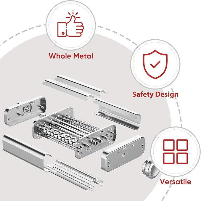 GVODE 3 in 1 Pasta Attachment for KitchenAid Stand Mixer, All Metal Pasta Maker KitchenAid Attachment, Pasta Sheet Roller, Spaghetti Cutter, Fettuccine Cutter Maker Accessories and Cleaning Brush