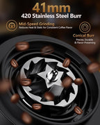 COOL KNIGHT Rechargeable Conical Burr Coffee Grinder, 60 Grind Settings & 5–98 Level Timer, Espresso Grinder with Bellows Hopper and Portafilter Holder, Easy to Clean