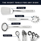 Home Hero 54-Piece Stainless Steel Kitchen Utensils Set - Heat-Resistant Nonstick Silicone & Stainless Steel Cooking Utensils - Complete Tools with Slotted Spoon & Pasta Spoon - Pack of 54, Silver