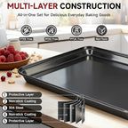 Unokit 8-Piece Nonstick Baking Pans Set - Stainless Steel Bakeware Set Stackable Trays with Cookie Sheets, Cake, Loaf, Round & Square Pan and Cooling Rack, Dishwasher & Oven Safe