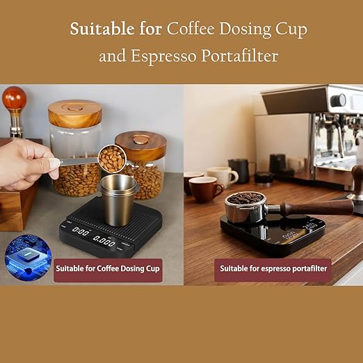Digital Coffee Scale with Built-in Timer, 0.1g Precision to 3000g Rechargeable Espresso Scale, Touch Glass Kitchen Food Scale for Pour Over, Baking and Macros