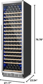 Large 200 Bottle Wine Fridge - 24 Inch Wine Cooler Refrigerator, Freestanding and Built-in Design, Upgraded Compressor Cooling, Intelligent Temperature Memory