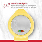 Holstein Housewares Stainless Steel 2 Section Omelet & Frittata Maker, Non Stick Coating, Easy To Clean, Indicator Lights, Compact Storage, Prepare Versatile Recipes in Minutes. 2 Portions, Yellow