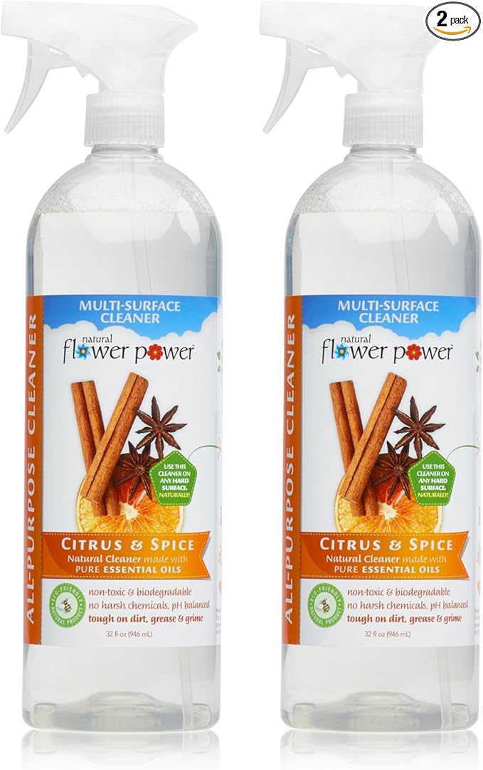All-Purpose Cleaner Concentrate - Makes 32 Fl Oz Just Add Water - Multi-Surface Cleaning Spray, Non-Toxic, No Harsh Fumes or Chemicals, Child & Pet Safe - Citrus & Spice