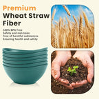 Homienly Salad Bowls 6 PCS Wheat Straw Bowls - 60oz Large Serving Bowl - Microwave and Dishwasher Safe Centerpiece Bowl Big Soup Bowl for Kitchen, Camping, Picnic, Party, Popcorn Bowl Set - Green