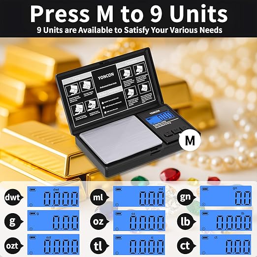 Gram Scale- 500g Ultra-Precise Digital Scale .01 Gram Accuracy for Jewelry, Diamonds, Gold & Silver, Portable Pocket Scale with LCD Display, Tare Function - Perfect for Jewelers & Collectors