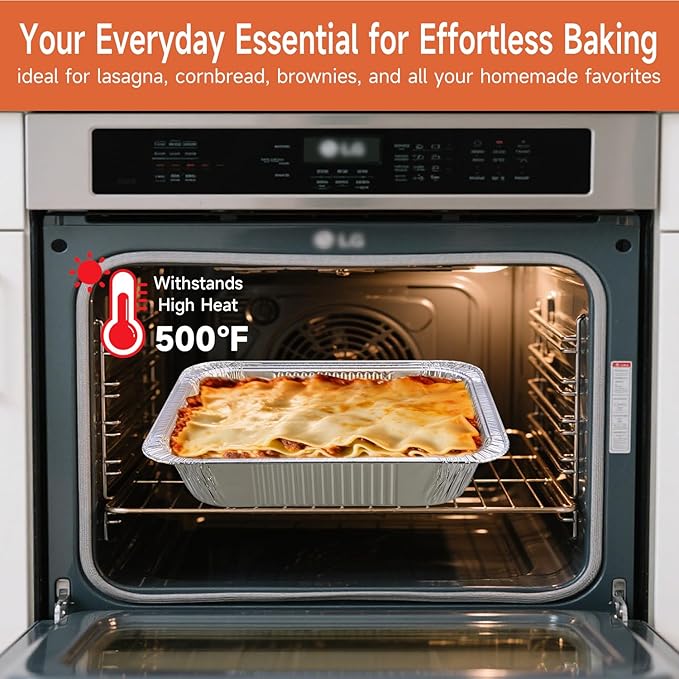 Disposable Aluminum Foil Pans with Lids 9x13-10 Pack Aluminum Foil Pans, Heavy Duty Aluminum Baking Pans for Cooking, Baking, Meal Prep, Parties & Food Storage