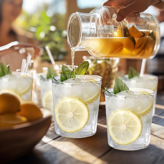 Liacere Drinking Glasses Set of 8, 17 oz Highball Plastic Glasses & 14oz Cocktail Plastic Glasses Set, Kitchen Water Glasses Cup, Bar Tumbler Glassware Set for Beer, Juice, Cocktail, Whiskey, Milk