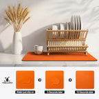 Ecotrim - Dish Drying Mat for Kitchen Counter | Coffee Bar Mat for Countertops | Heat Resistant Drainer Mat with Non-slip Rubber Backed | Hide Stain Kitchen Absorbent Draining Mat | Orange 16"x20"