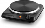 OVENTE Electric Countertop Single Burner, 1000W Cooktop with 7.25 Inch Cast Iron Hot Plate, 5 Level Temperature Control, Compact Cooking Stove and Easy to Clean Stainless Steel Base, Black BGS101B