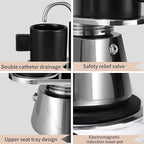 Stainless Steel Moka Pot,2 Cup Stovetop Double Spout Espresso Maker, Easy to operate, Making Coffee Quickly,100ML Moka Pot for Home Outdoor Camping