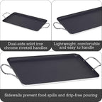 Imusa Double Burner Griddle Non-Stick 20-Inch, Black